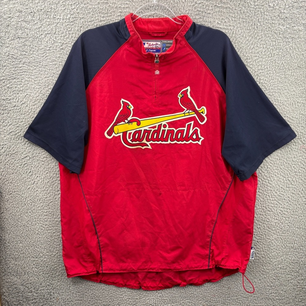 Majestic St Louis Cardinals Pullover Jacket XL MLB Windbreaker Player Issued